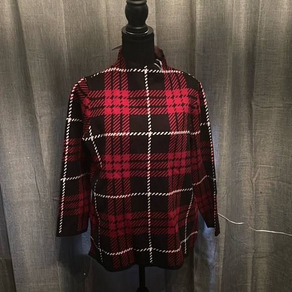 Red Plaid Anne Klein Turtleneck Sweater - Picture 1 of 5